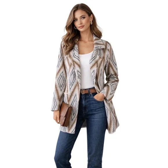 BY DESIGN Rocco Plaid Blazer Cardigan Women's Small - Picture 1 of 16